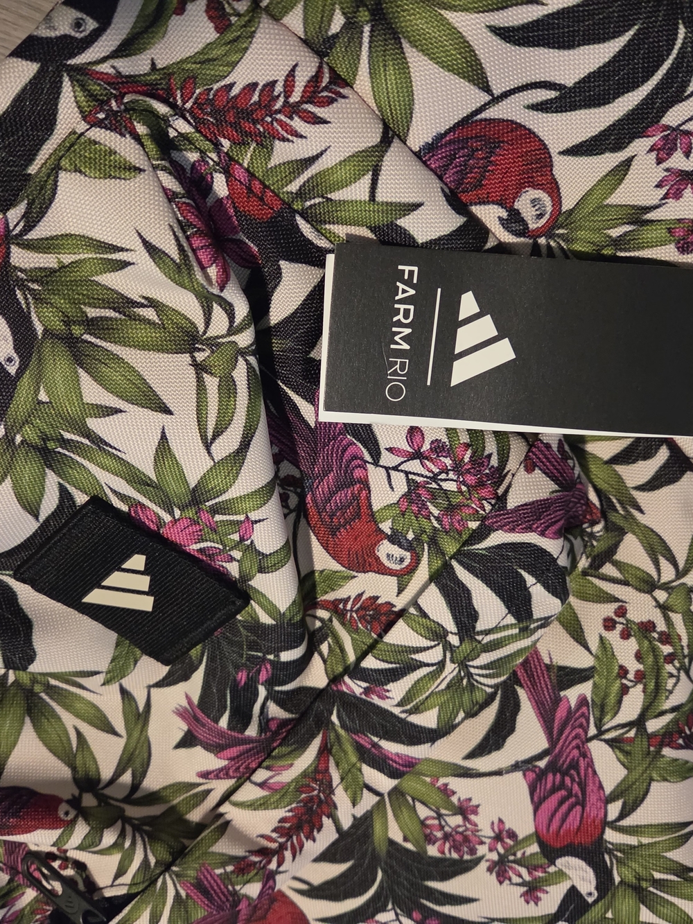Adidas Floral Tropical Parrot Backpack - Pink & Green on Cream - Picture 8 of 13